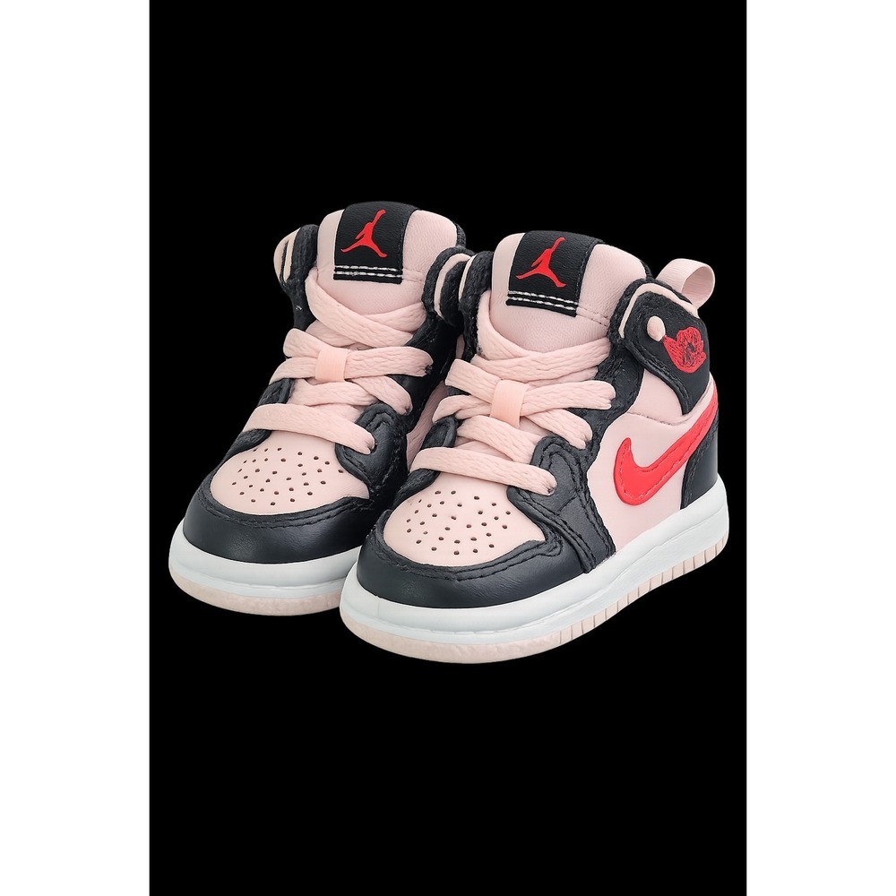 Nike Air Jordan 1 Mid TD Toddler Black Pink High Top Sneakers Baby Shoes 4c